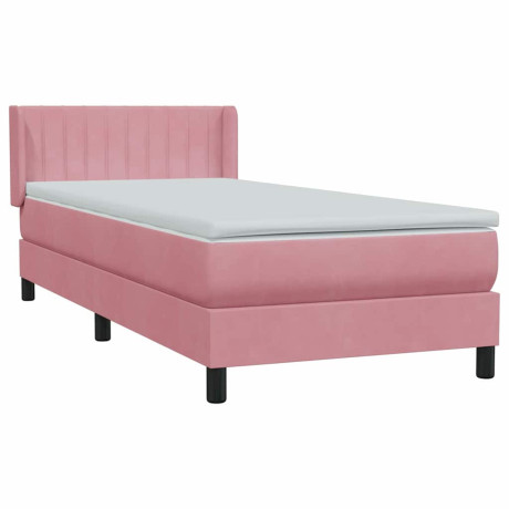 vidaXL Boxspring met matras fluweel roze 90x220 cm afbeelding2 - 1