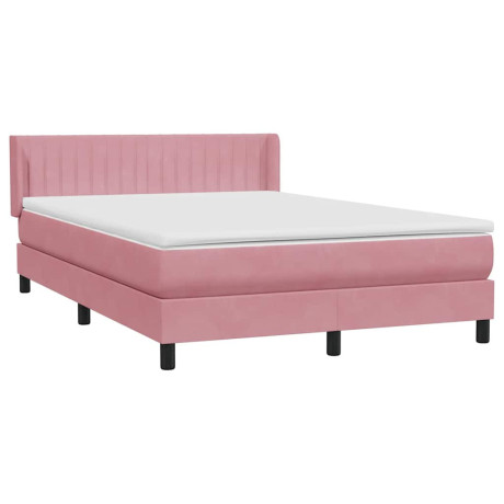 vidaXL Boxspring met matras fluweel roze 140x220 cm afbeelding2 - 1