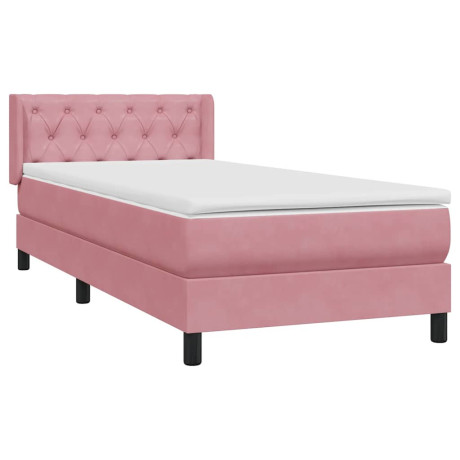 vidaXL Boxspring met matras fluweel roze 80x220 cm afbeelding2 - 1