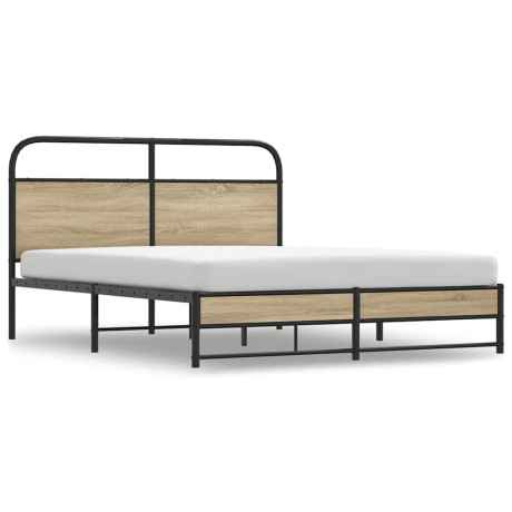 vidaXL Bedframe zonder matras metaal gerookt eikenkleurig 160x200 cm afbeelding2 - 1