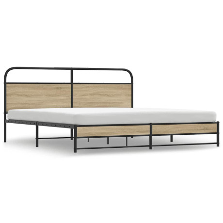 vidaXL Bedframe zonder matras metaal gerookt eikenkleurig 180x200 cm afbeelding2 - 1