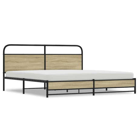 vidaXL Bedframe zonder matras metaal sonoma eikenkleurig 183x213 cm afbeelding2 - 1