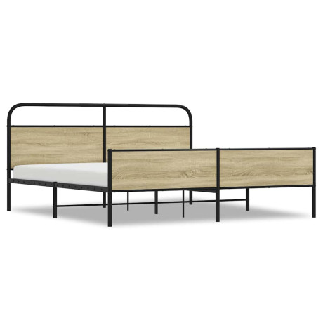 vidaXL Bedframe zonder matras metaal sonoma eikenkleurig 180x200 cm afbeelding2 - 1