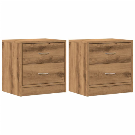 vidaXL Nachtkastjes 2 st 40x30x40 cm bewerkt hout artisanaal eiken afbeelding2 - 1