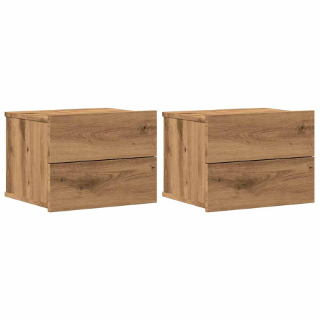 vidaXL Nachtkastjes 2 st wandgemonteerd 40x32x30 cm artisanaal eiken afbeelding2 - 1