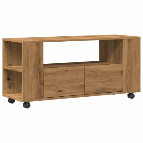 vidaXL Tv-meubel met wielen 102x34,5x43 cm hout artisanaal eiken afbeelding2 - 1