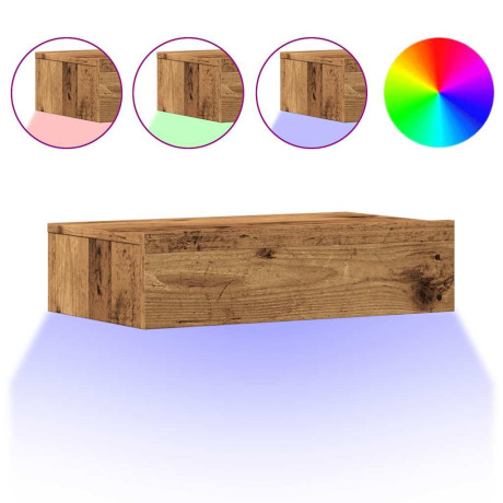 vidaXL Tv-meubels met LED-verlichting 2 st 60x35x15,5 cm oud hout afbeelding2 - 1