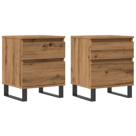 vidaXL Nachtkastjes 2 st 40x35x50cm bewerkt hout artisanaal eikenkleur afbeelding2 - 1