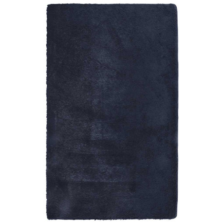 vidaXL Hoogpolig vloerkleed hoogpolig 80x150 cm polyester donkerblauw afbeelding2 - 1