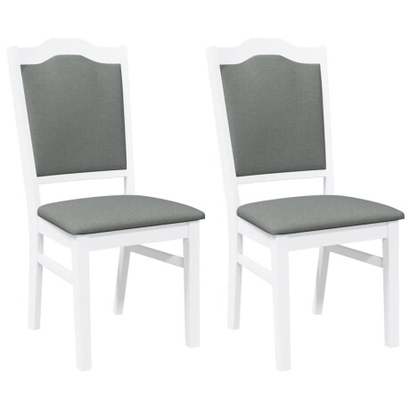 vidaXL Eetkamerstoelen met kussens 2 stuks wit massief hout rubber afbeelding2 - 1