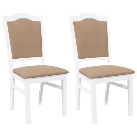 vidaXL Eetkamerstoelen met kussens 2 stuks wit massief hout rubber afbeelding2 - 1