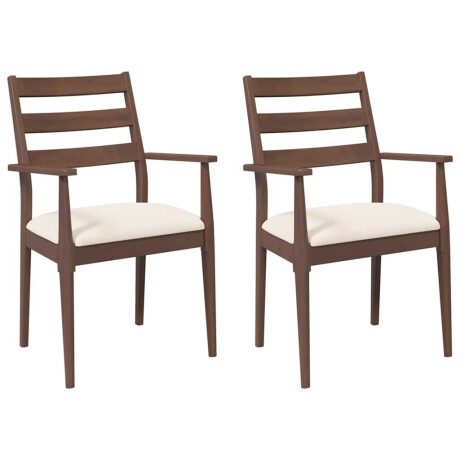 vidaXL Eetkamerstoelen met kussens 2 stuks bruin massief hout rubber afbeelding2 - 1