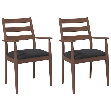 vidaXL Eetkamerstoelen met kussens 2 stuks bruin massief hout rubber afbeelding2 - 1