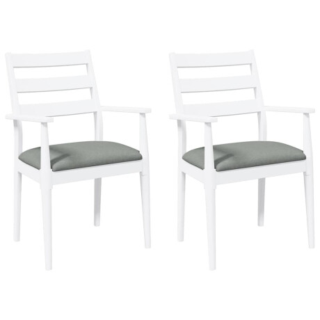 vidaXL Eetkamerstoelen met kussens 2 stuks wit massief hout rubber afbeelding2 - 1