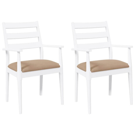 vidaXL Eetkamerstoelen met kussens 2 stuks wit massief hout rubber afbeelding2 - 1
