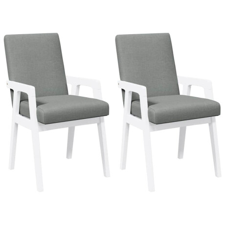 vidaXL Eetkamerstoelen met kussens 2 stuks wit massief hout rubber afbeelding2 - 1