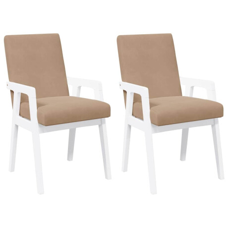 vidaXL Eetkamerstoelen met kussens 2 stuks wit massief hout rubber afbeelding2 - 1
