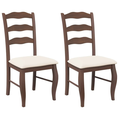 vidaXL Eetkamerstoelen met kussens 2 stuks bruin massief hout rubber afbeelding2 - 1