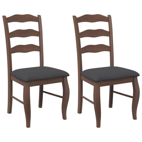 vidaXL Eetkamerstoelen met kussens 2 stuks bruin massief hout rubber afbeelding2 - 1