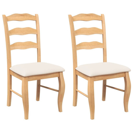 vidaXL Eetkamerstoelen met kussens 2 stuks natuurlijk massief hout rubber afbeelding2 - 1