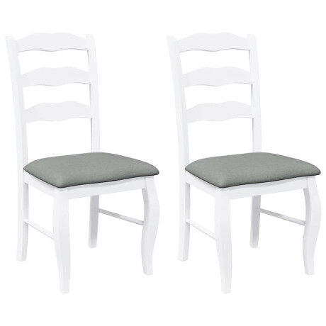vidaXL Eetkamerstoelen met kussens 2 stuks wit massief hout rubber afbeelding2 - 1