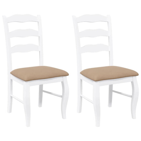 vidaXL Eetkamerstoelen met kussens 2 stuks wit massief hout rubber afbeelding2 - 1