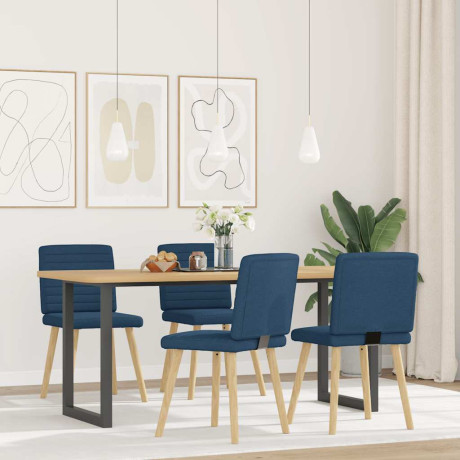 vidaXL Eetkamerstoelen 4 st stof blauw afbeelding2 - 1
