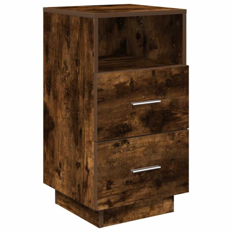 vidaXL Nachtkastje met 2 lades 36x36x68 cm gerookt eikenkleurig afbeelding2 - 1