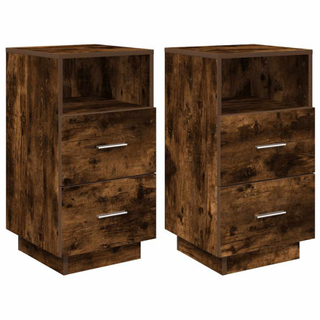 vidaXL Nachtkastjes 2 st met 2 lades 36x36x68 cm gerookt eikenkleurig afbeelding2 - 1