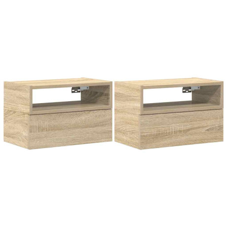 vidaXL Nachtkastjes 2 st wandgemonteerd 45x26x28,5cm sonoma eikenkleur afbeelding2 - 1