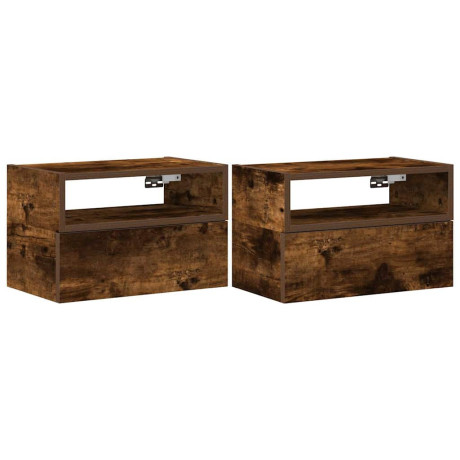 vidaXL Nachtkastjes 2 st wandgemonteerd 45x26x28,5 cm gerookt eiken afbeelding2 - 1