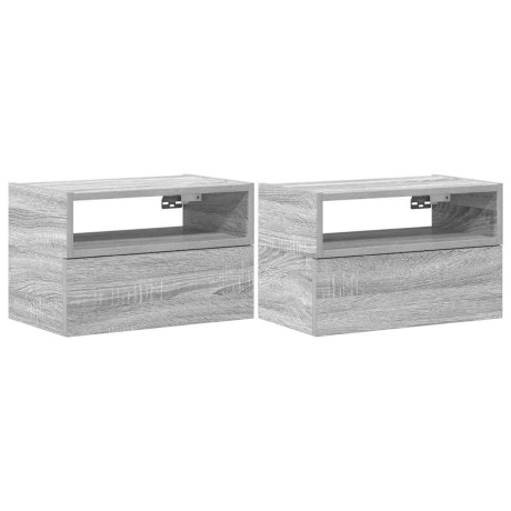 vidaXL Nachtkastjes 2st wandgemonteerd 45x26x28,5cm grijs sonoma eiken afbeelding2 - 1