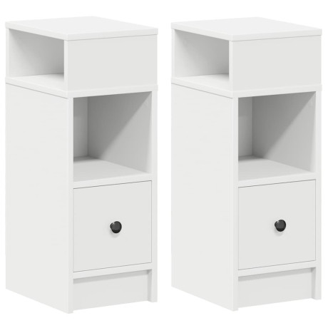 vidaXL Nachtkastjes 2 st met lade 25x31x66 cm wit afbeelding2 - 1