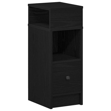 vidaXL Nachtkastje met lade 25x31x66 cm zwart afbeelding2 - 1