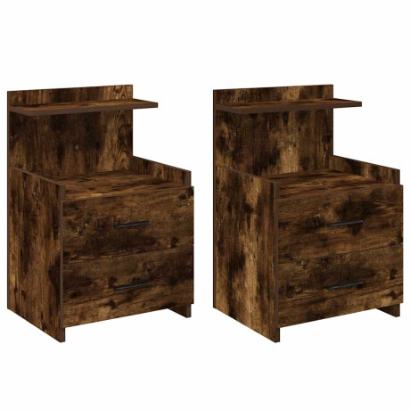 vidaXL Nachtkastjes 2 st met 2 lades gerookt eikenkleurig 40x36,5x62 cm afbeelding2 - 1