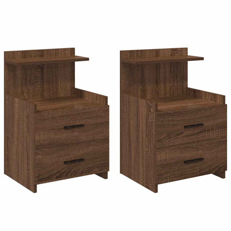 vidaXL Nachtkastjes 2 st met 2 lades bruin eikenkleurig 40x36,5x62 cm afbeelding2 - 1