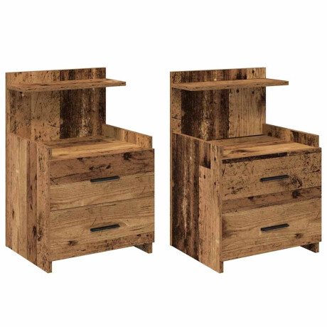 vidaXL Nachtkastjes 2 st met 2 lades oud houtkleurig 40x36,5x62 cm afbeelding2 - 1