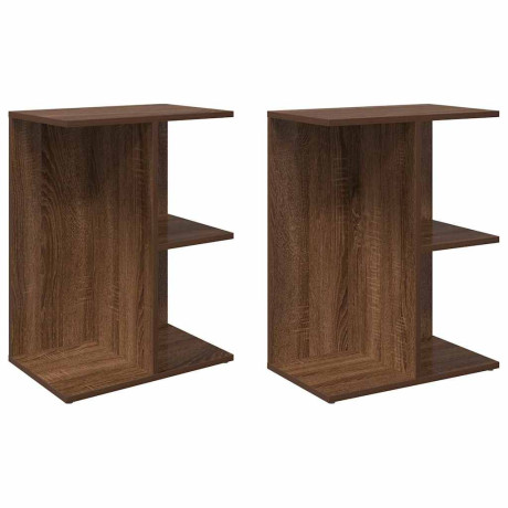 vidaXL Nachtkastjes 2 st 46,5x29x61 cm bewerkt hout bruin eikenkleur afbeelding2 - 1