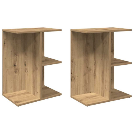 vidaXL Nachtkastjes 2 st 46,5x29x61 cm bewerkt hout artisanaal eiken afbeelding2 - 1