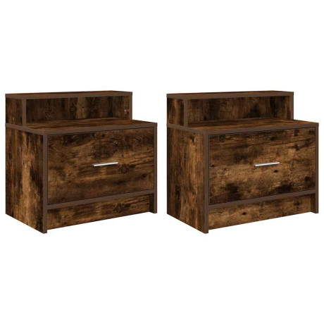 vidaXL Nachtkastjes 2 st met lade 51x31x47 cm gerookt eikenkleurig afbeelding2 - 1