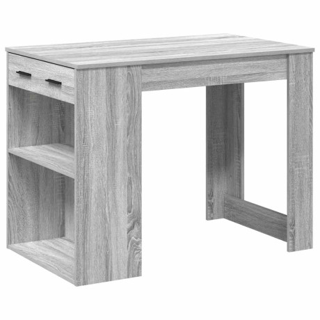 vidaXL Bureau met lade&plank 102x62x77,5 cm bewerkt hout grijs sonoma afbeelding2 - 1