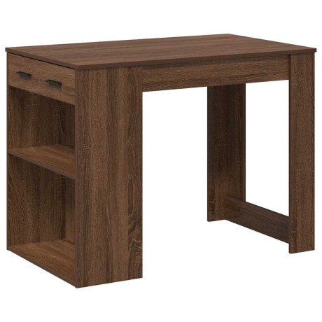 vidaXL Bureau met lade en plank 102x62x77,5cm bewerkt hout bruin eiken afbeelding2 - 1