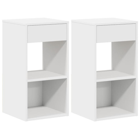 vidaXL Nachtkastjes 2 st met lade 35x34x66,5 cm wit afbeelding2 - 1