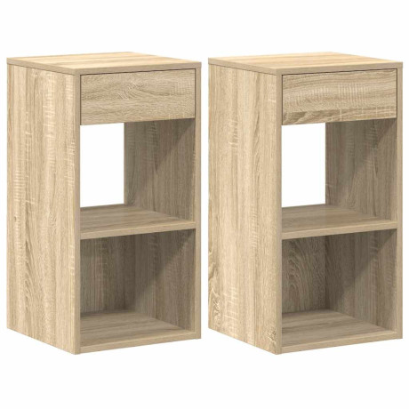 vidaXL Nachtkastjes 2 st met lade 35x34x66,5 cm sonoma eikenkleurig afbeelding2 - 1