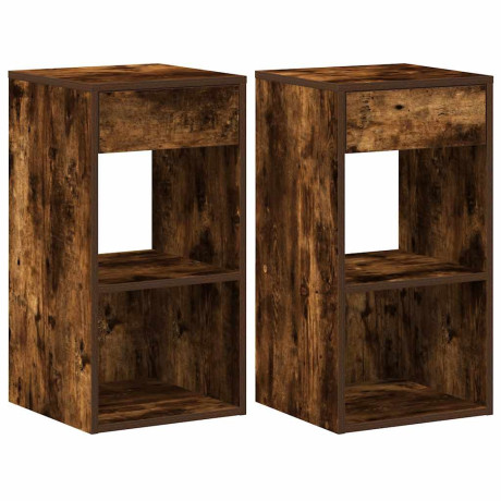 vidaXL Nachtkastjes 2 st met lade 35x34x66,5 cm gerookt eikenkleurig afbeelding2 - 1
