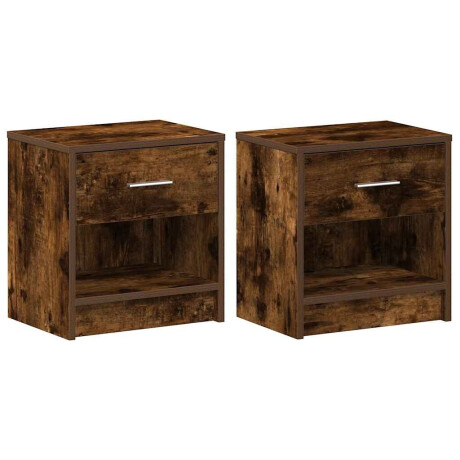 vidaXL Nachtkastjes 2 st met lade 39x28x41 cm gerookt eikenkleurig afbeelding2 - 1