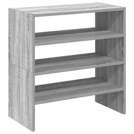 vidaXL Schoenenrekken 2 st stapelbaar 60x30x30,5 cm grijs sonoma eiken afbeelding2 - 1