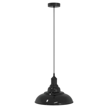 vidaXL Hanglamp in hoogte verstelbaar E27 Ø31 cm metaal glanzend zwart afbeelding2 - 1