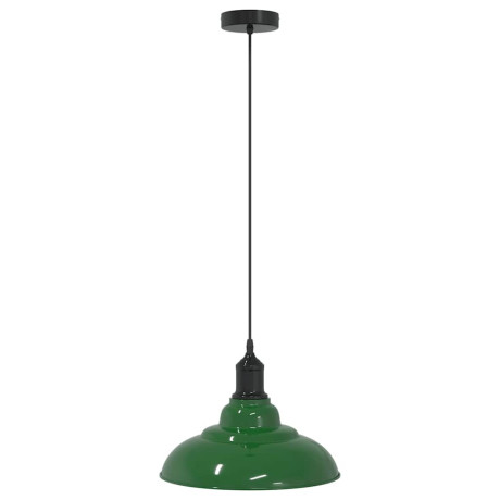 vidaXL Hanglamp in hoogte verstelbaar E27 Ø31 cm metaal glanzend groen afbeelding2 - 1