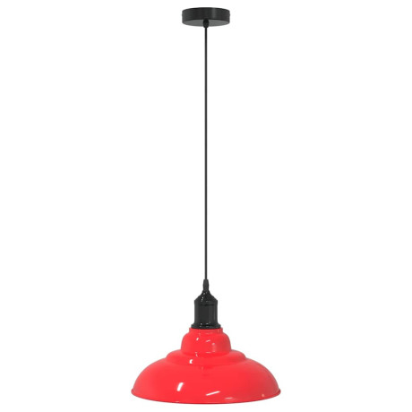 vidaXL Hanglamp in hoogte verstelbaar E27 Ø31 cm metaal glanzend rood afbeelding2 - 1